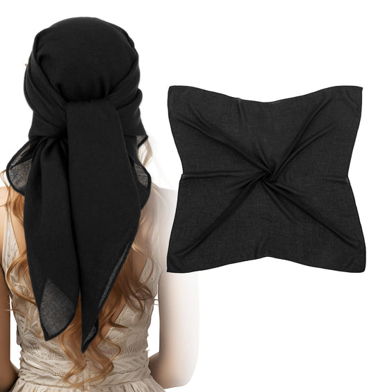 ValueBargain Black Satin Head Scarf, Lightweight Satin-Like Silk Scarf Suitable for Sleeping Hair Wrap and Elegant Daily Wear for Women