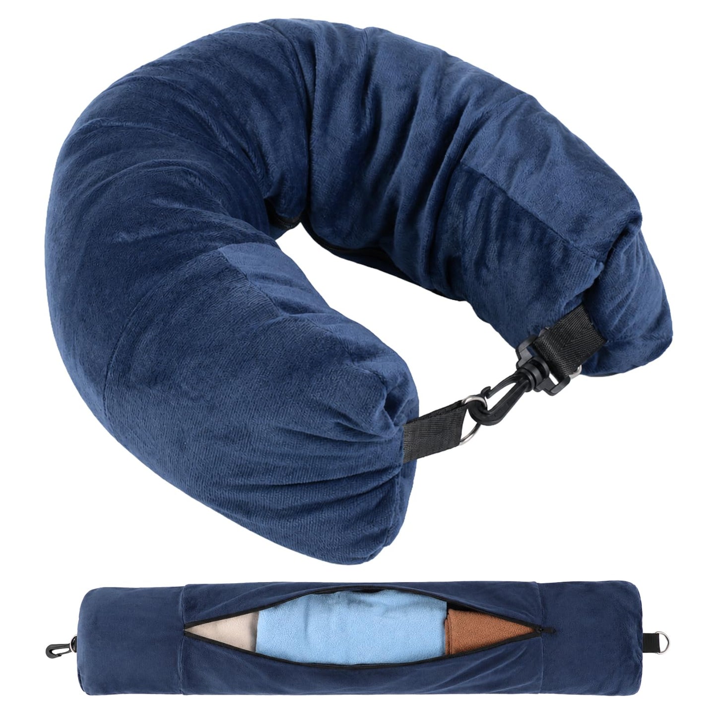 Stuffable Neck Pillow for Travel, Fillable Travel Neck Pillow Storage Bag