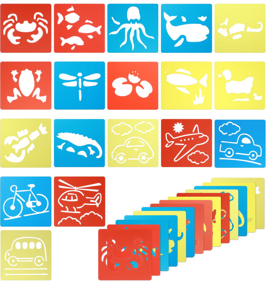 Chalk Stencils, 15Pcs Chalk Stencils for Kids Outside, Durable Safe Material Easy to Clean for Paper Painting, Spray Paint Graffiti, Chalks Creation