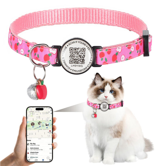 Cat collar with pet ID tag, anti-shedding cat collar with QR code
