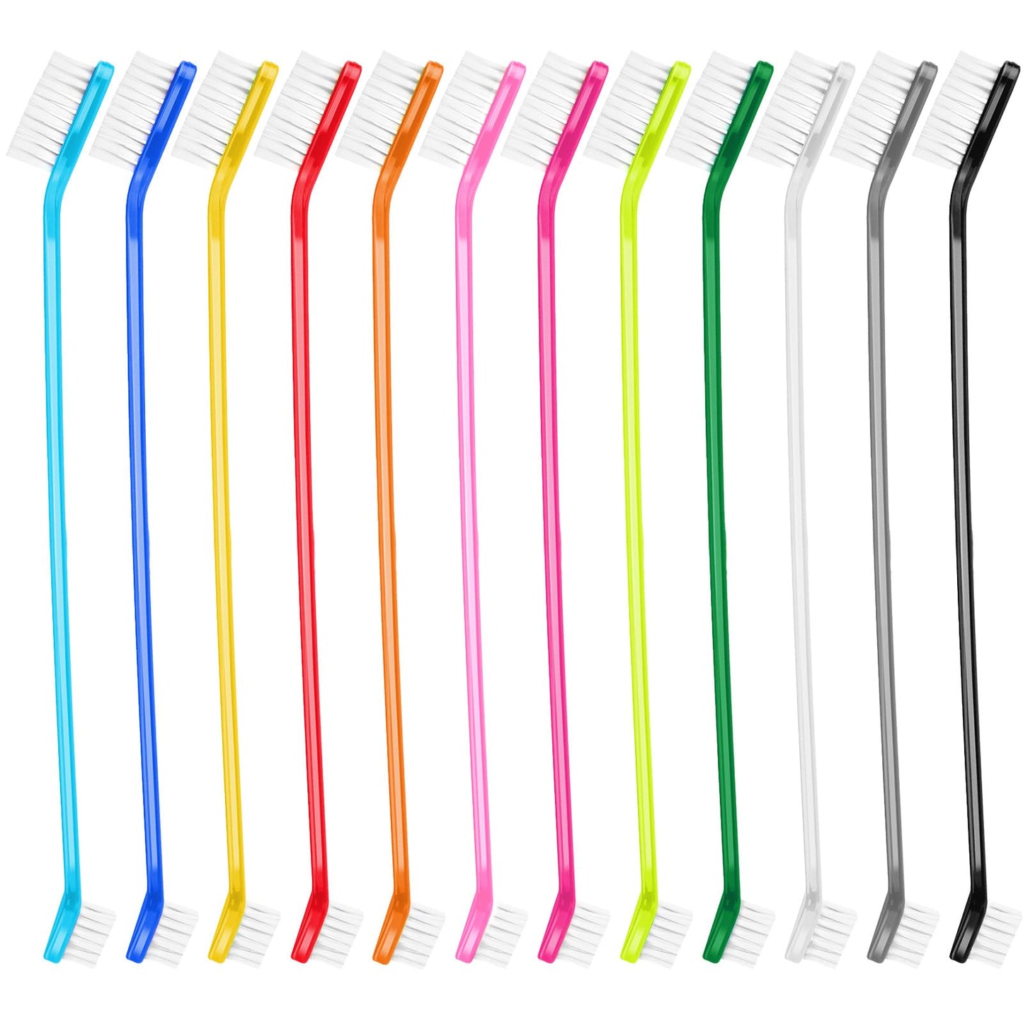 Oruola 12Pcs Dog Tooth Brushes,Dual Headed Pet Toothbrush, Dental Hygiene Convenient Soft Toothbrush to Clean Pet Teeth,Dog Tooth Brush for Small to Large Dogs, Cats, and Most Pets, 12 Color