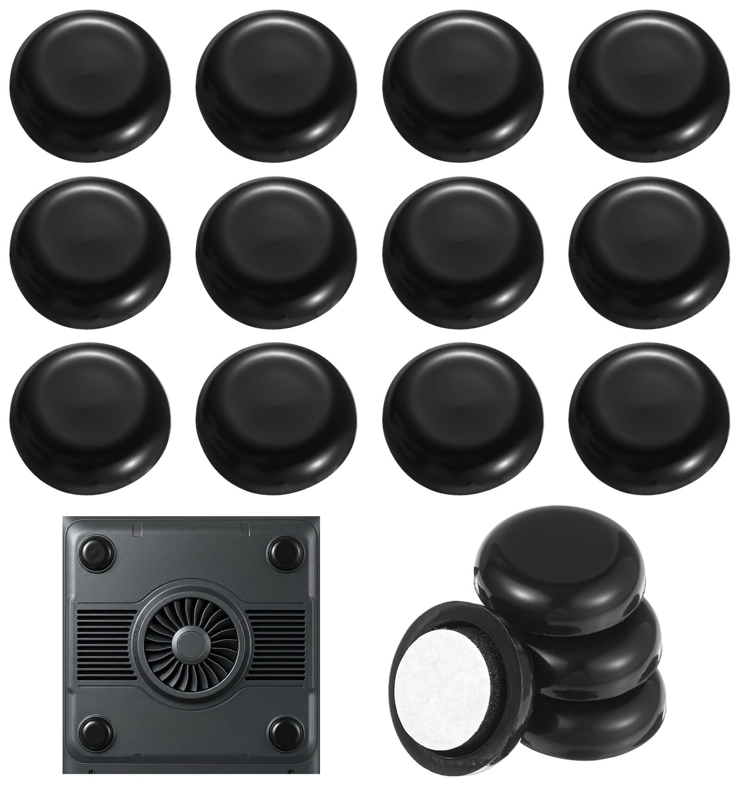 16 Pcs Kitchen Appliance Sliders, Easy Moving PE Sliders for Air Fryers, Coffee Makers & Blenders (Black, 1.9 cm)