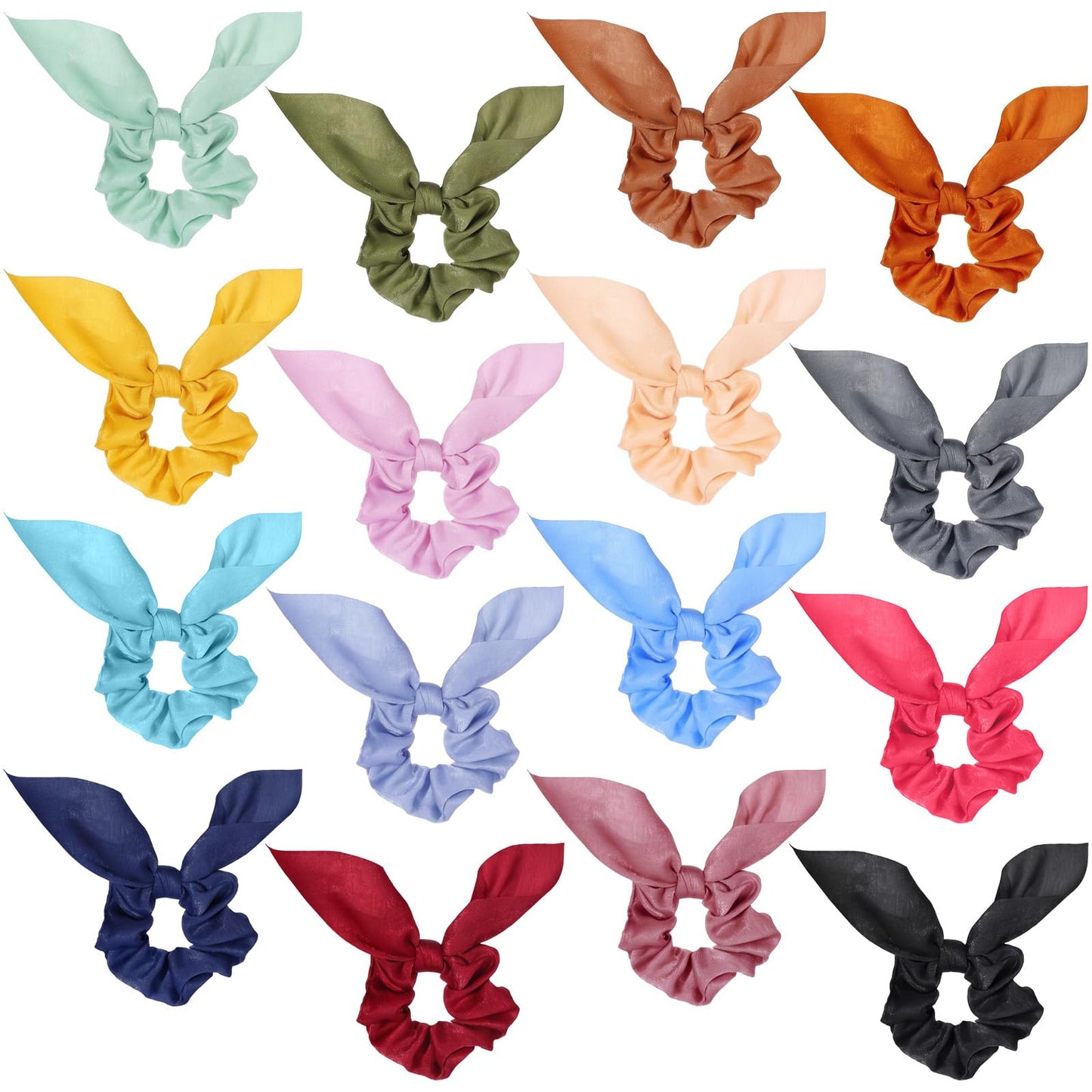 Elegaperma 16 Pcs Scrunchies with Bows, Rabbit Elastic Hair Ties for Women
