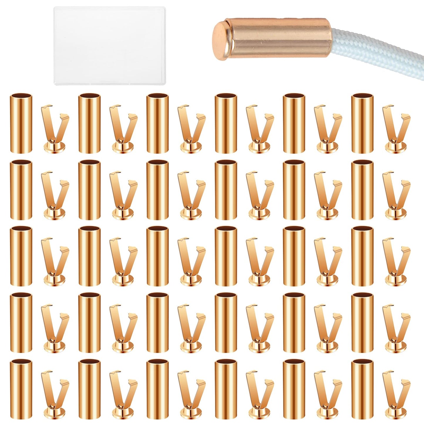 Guduling Pack of 30 Metal Cord Ends, Metal Cord Locks, Cylindrical Shoelaces End Caps for Shoelaces, Accessories, DIY Design, Gold