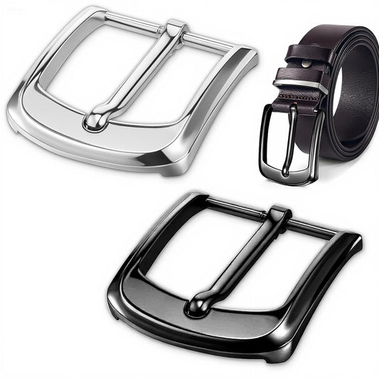 Classicseali 2pcs Belt Buckles, 40mm Replacement Belt Buckle, Single-Prong Square Metal Belts Buckles, Suitable for Men's and Women's Belts, Silver
