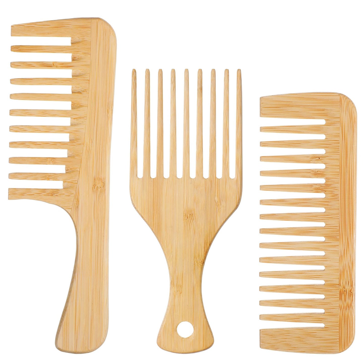 Elegaperma 3pcs Wooden Pick for Hair, Afro Picks for Men, Natural Anti-Static Wooden Pick for Curly Hair, Beard Picks for Men Women With Thick Curly Hairs Hairing Lift and Style