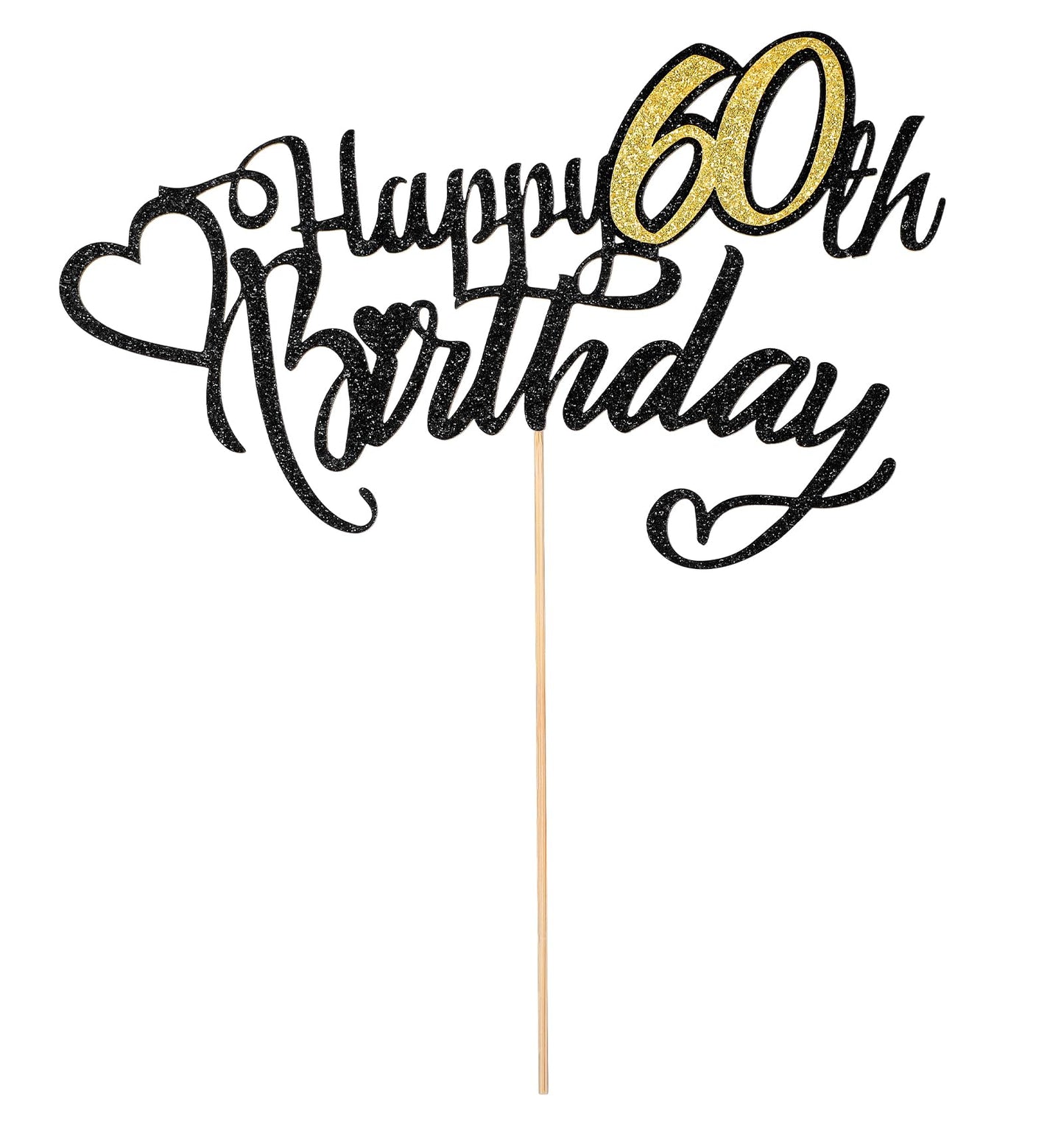 60 Cake Topper, Happy 60th Birthday Cake Topper, Glitter 60th Birthday Decoration for Men, 60 Cake Topper for 60th Birthday Men, 60th Birthday Party Decorations for Appy 60th Birthday, Anniversary