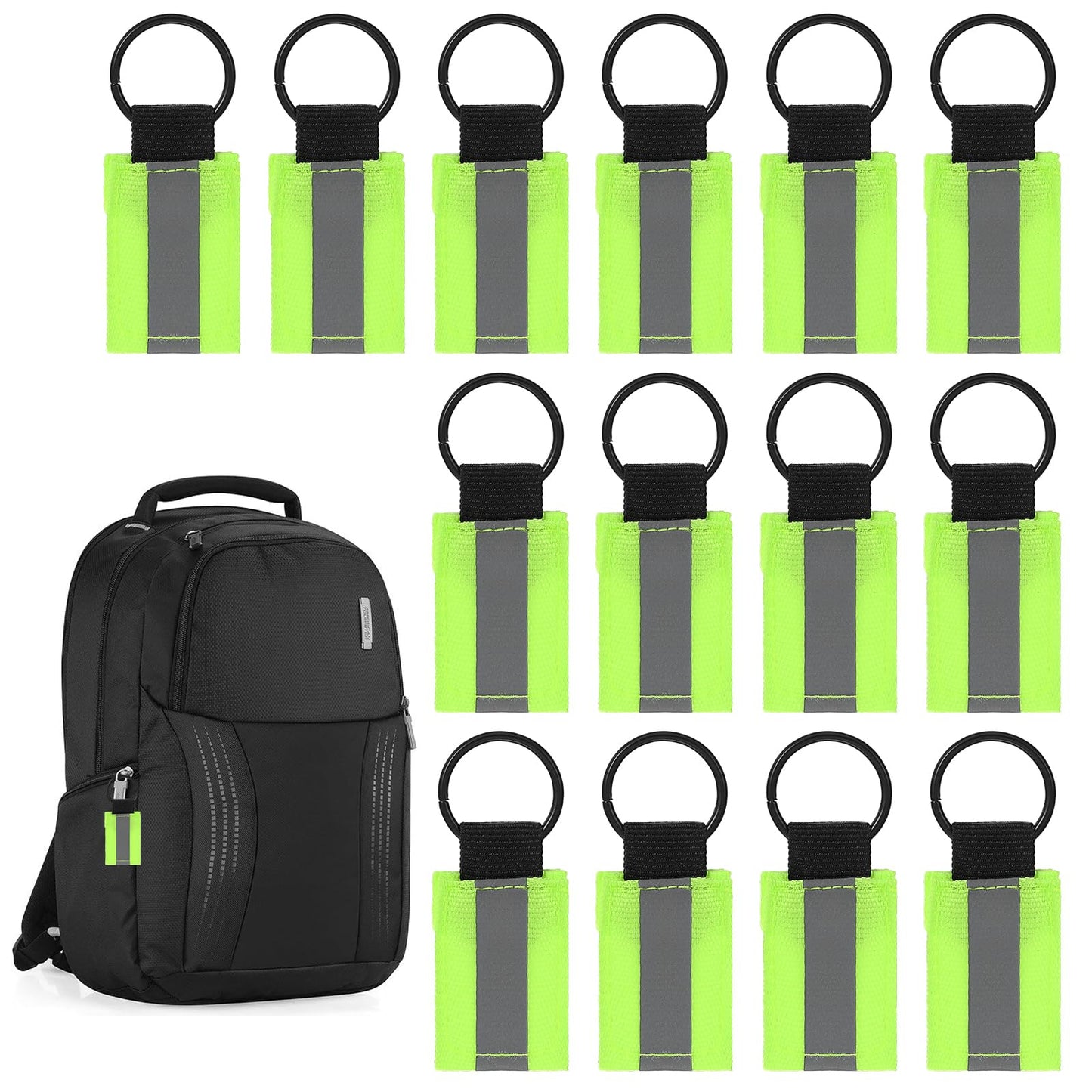 Elegaperma Pack of 15 Reflector Pendants, Reflective Pendants, Reflectors School Bag Children, Reflectors for Backpack, Outdoor, Key Chain, Clothing, School Bag