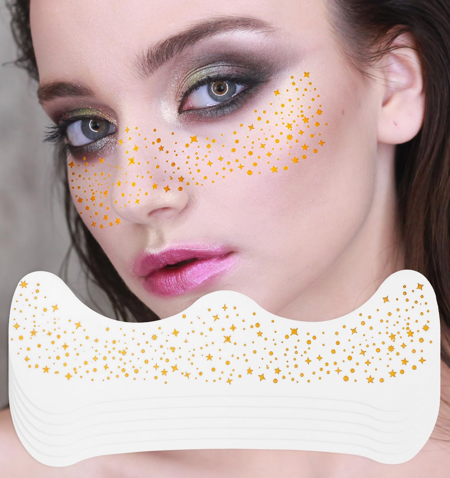 6pcs Sparkling Freckles Facial Tattoos, Sparkling Freckles, Sparkling Makeup Patch Gold Facial Sparkling