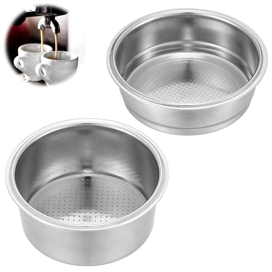 Oruola 2pcs Stainless Steel Coffee Filter,51mm Pressurized Porous Double Cup Coffee Filter and Single Cup Portafilter Basket for Portafilter Coffee Machine,Paperless and Permanently Reusable