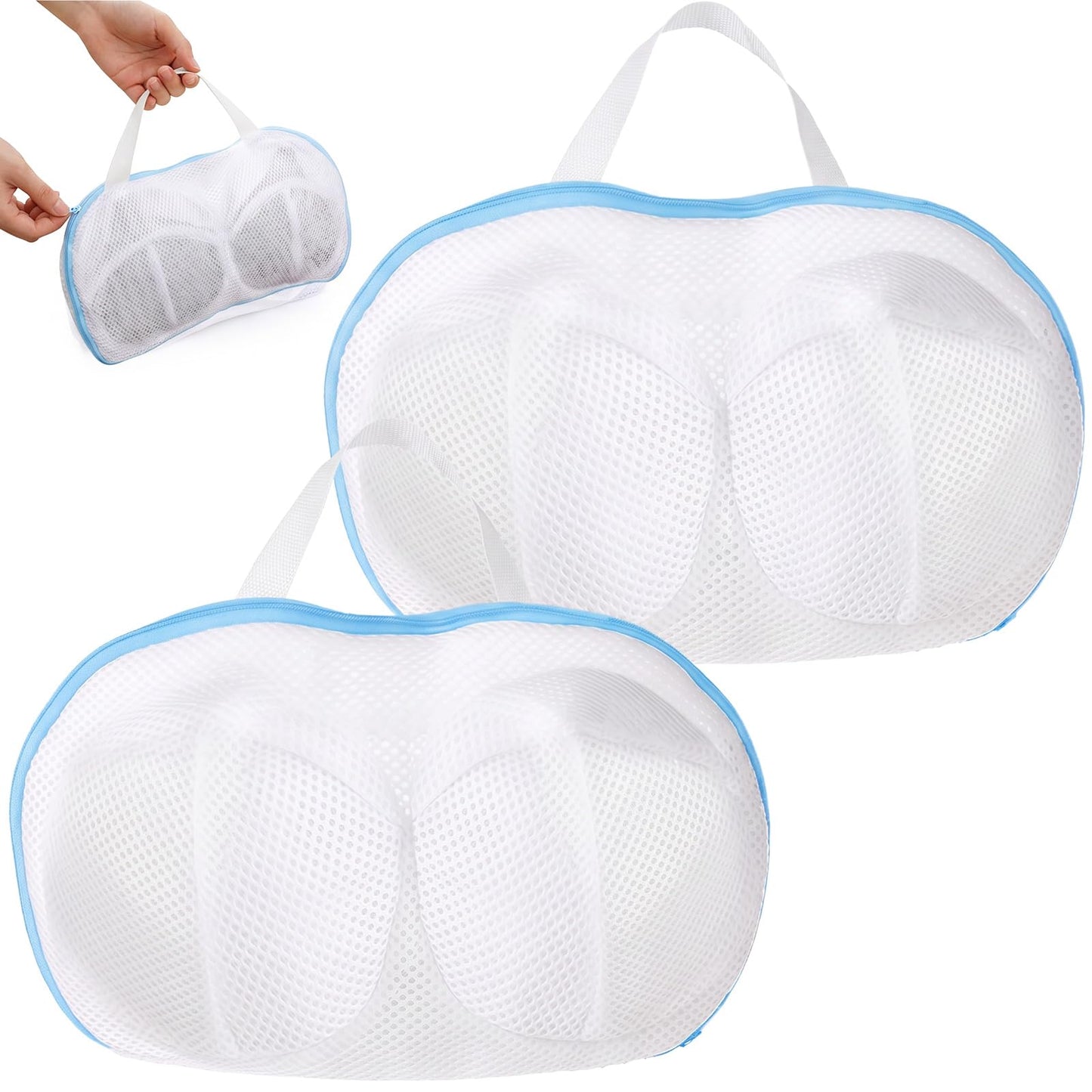 Elegaperma 2 Pcs Bra Holder for Washing Machine, Premium Bra Washing Protector, Compact Lingerie Storage for Travel Underwear Organizer Bag with Portable Handle