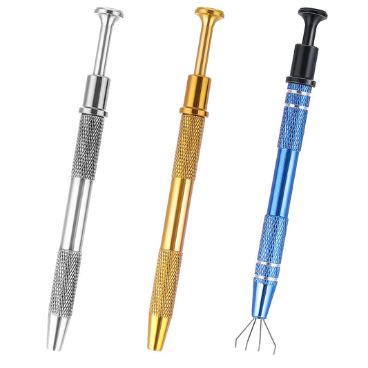 oruola 3Pcs Piercing Ball Grabber Tool,Multifunctional Piercing Ball Screw Tool,Stainless Steel Pearl Grabber Pick Up Tool for IC Chip,Electronic Components,Jewelry,Small Parts (Blue,Gold,Silver)