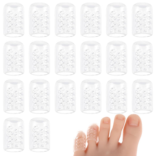 oruola 20pcs Silicone Little Toe Caps,Silicone Anti-Friction Toe Protector,Breathable Gel Toe Covers for Women Men,Clear Toe Caps for Corns,Blisters,Pain Relief,Transparent Toe Sleeves for Shoes