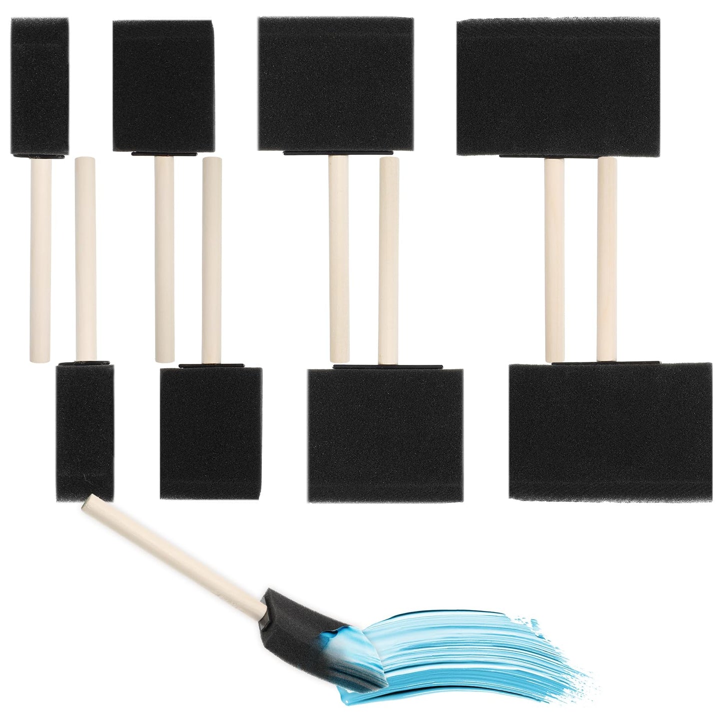oruola 8pcs Sponge Paint Brushes,Foam Paint Brush,Sponge Paint Brushes for Painting,Sponge Brushes for Crafts,Sponge Paint Brushes for Kids,4 Sizes for DIY Projects and Crafts(1'',1.65'',2'',2.75'')