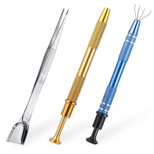 Oruola 3pcs Piercing Removal Tool,Jeweler Pick Up Tool,Piercing Grabber Tool,Stainless Piercing Ball Grabber Tool for Tiny Objects Ic Chips Electronic Components Jewelry Nails Clamping Multicolor