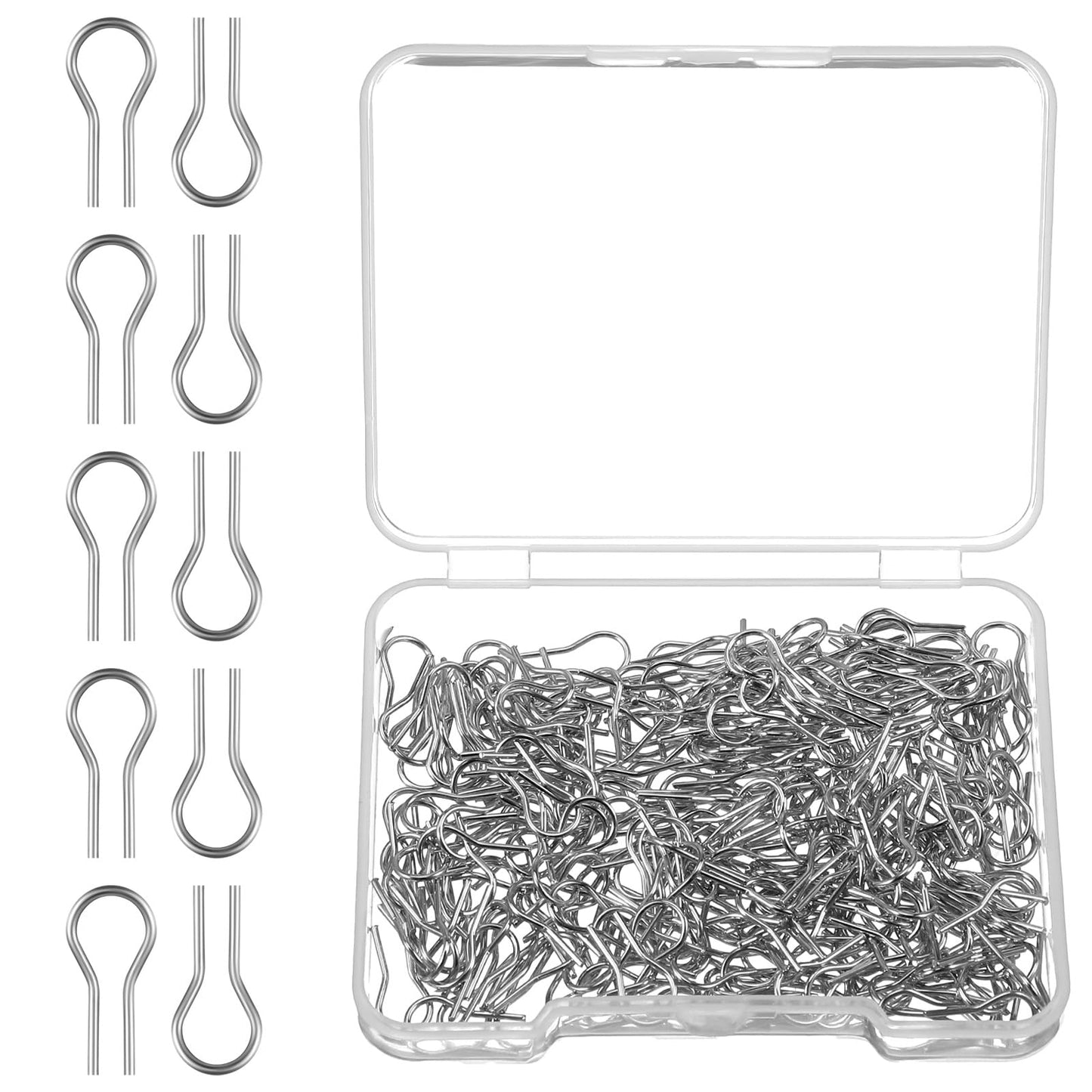 Elegaperma 300Pcs Nichrome Wire Hooks, Nichrome Wire Jump Rings, Nichromes Wires for Pottery Carbon Steel R-Shaped High Temperature Connectors for Ceramics Glass Fusing and Jewelry Making
