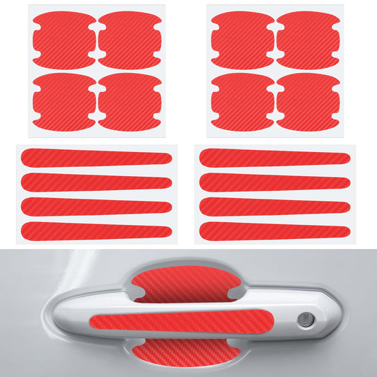 oruola 16pcs Clear Car Door Handle Protector,Silicone Car Door Protector,Non-Marking Auto Door Handle Protective,Cars Door Handle Protective Sticker-Anti-Scratches, Easy Application (Red)