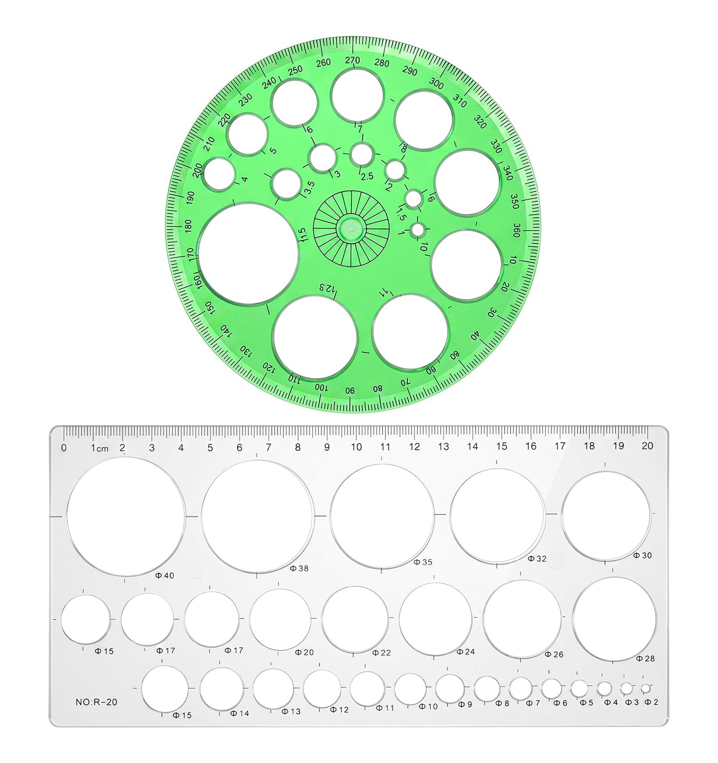 2 Pcs Circle Templates, Plastic Circle Template for Drawing