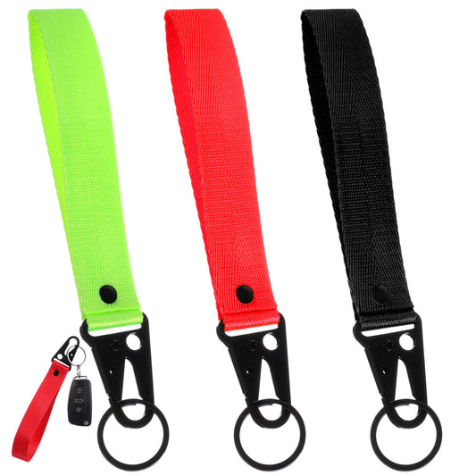 ValueBargain Fabric Keychain, 3 Pcs Motorcycle Key Chain, Motorcycle Lanyard for Men, Women, Universal and Multifunctional Anti-lost Black Green Red Key Chain (3 Colors)