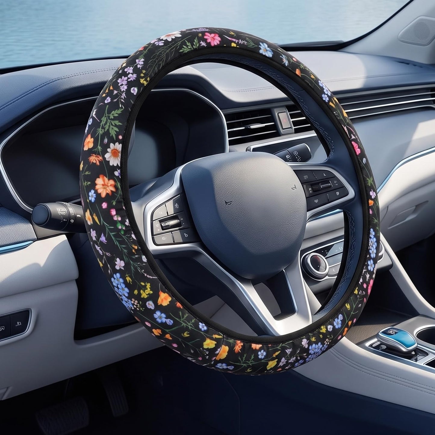 Elegaperma Steering Wheel Cover Floral, 15 Inch Steering Wheel Cover Women