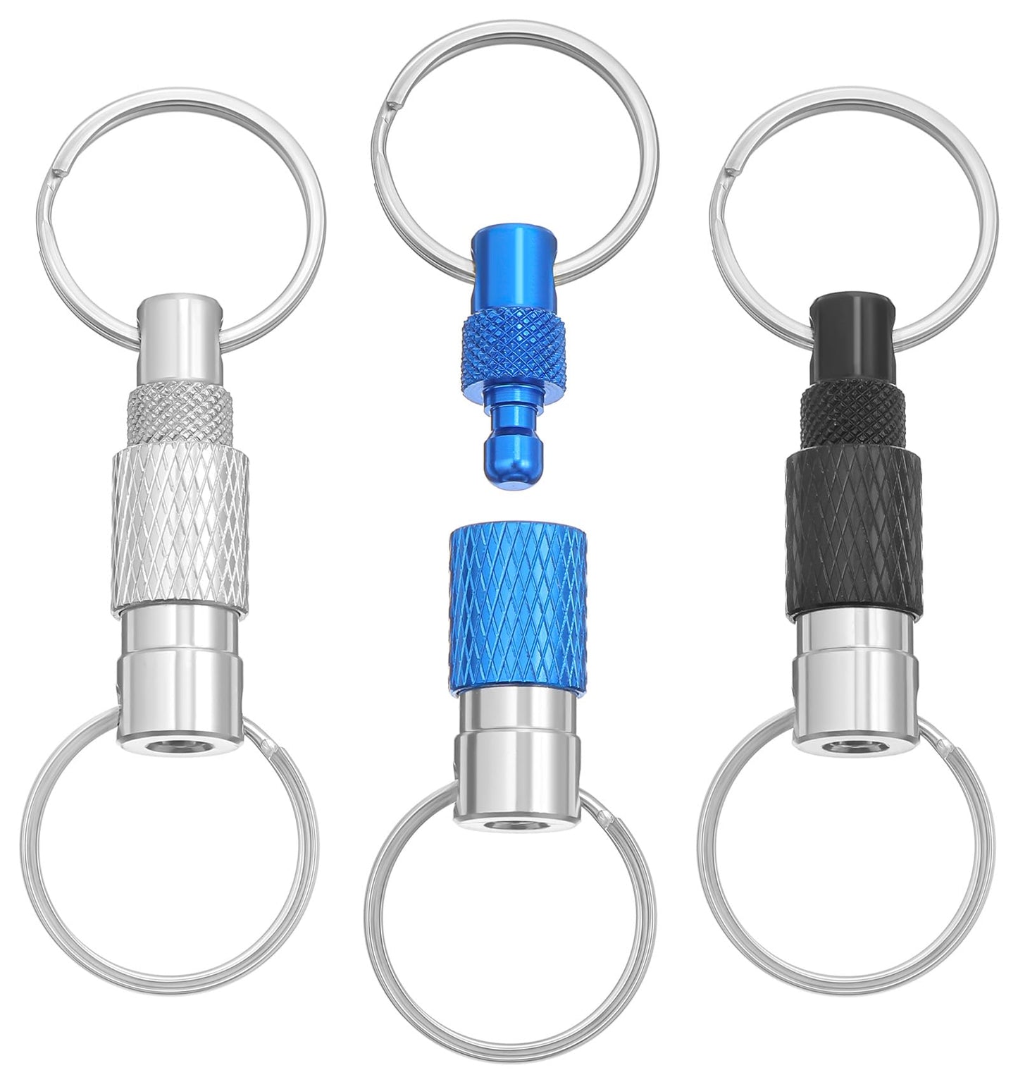 ValueBargain Quick Release Keyring, 3 Pcs Quick Disconnect Keychain, Detachable Pull Apart Key Ring for Men, Women, Keys, Car Purse Bag (3 Colors)