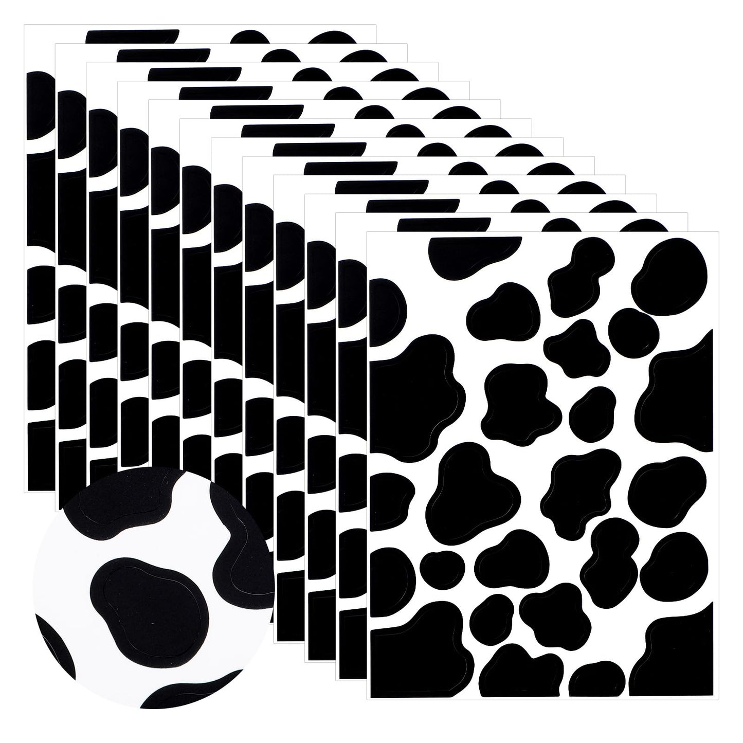 Elegaperma 312Pcs Cow Print Stickers,Waterproof Vinyl Self-Adhesive Sticker