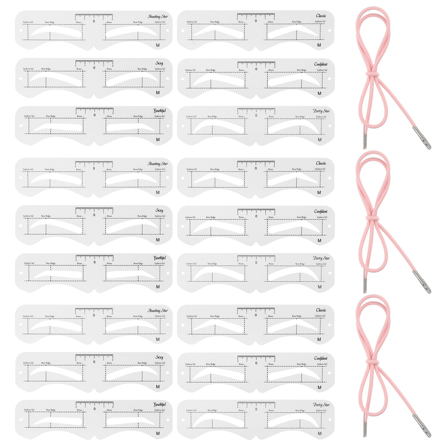 Elegaperma Pack of 18 eyebrow stencils for women, 17 x 4.2 cm