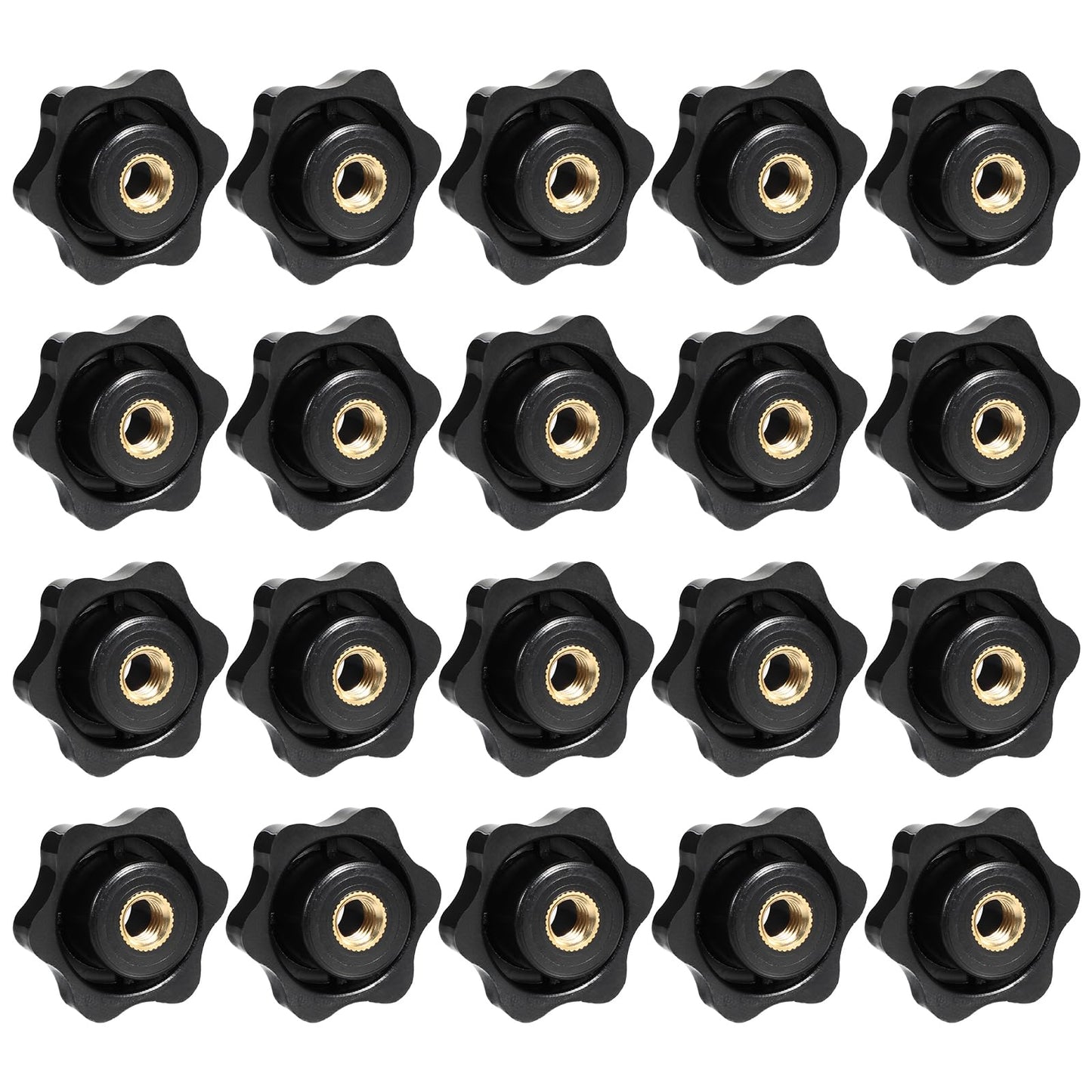 oruola 20pcs M8 Clamping Knob,M8 Star Knob,Plastic Star Shape Head M8 Female Thread Knob,Screw On Type Knurled Clamping Nuts Knob for Machinery Equipment,Furniture,Industrial Tools,Black