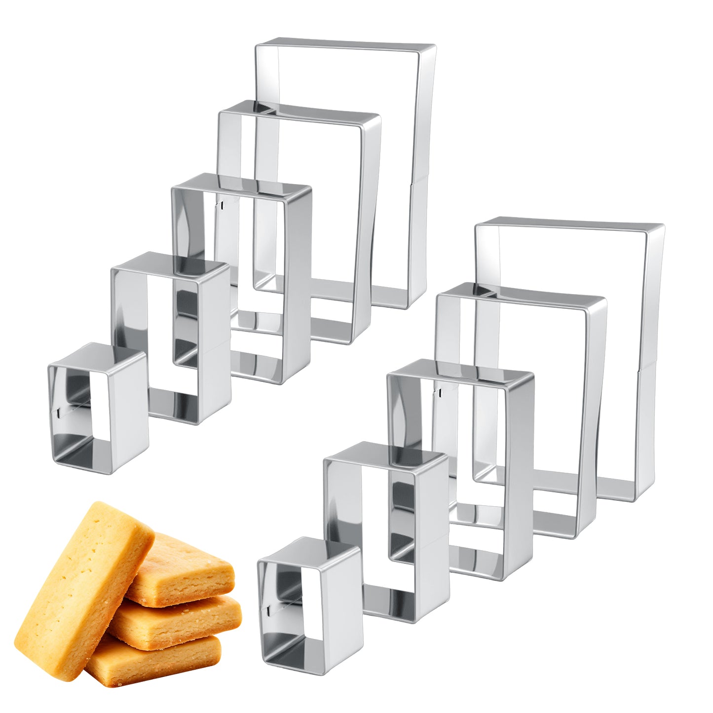Guduling 10pcs Square Cookie Cutters, Biscuit Cutters, Cookie Cutter, Square Stainless Steel Material, Suitable for Cookies, Cakes, Biscuits Making