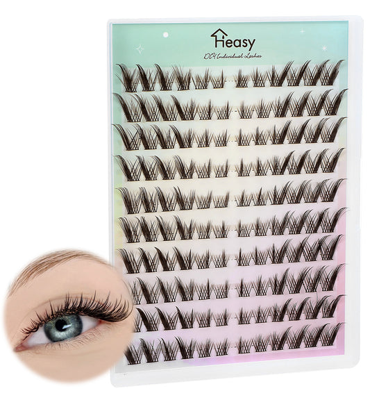 Cat Eye Lashes, 100 Pcs Fox Eye Lashes, Individual C Curl Eyelash Extensions, Wispy Lightweight DIY Lash Kit for Beginners, Natural Look & Easy Application