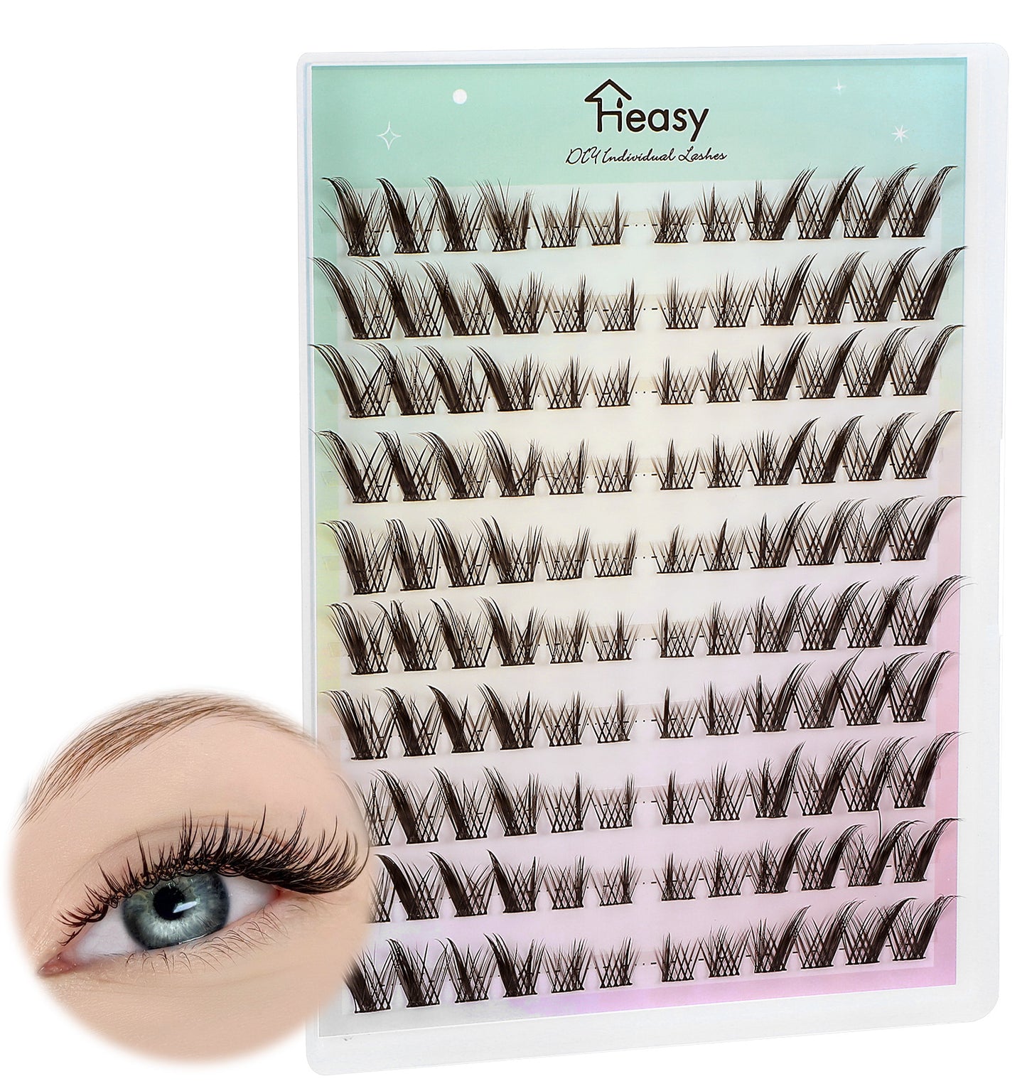 Cat Eye Lashes, 100 Pcs Fox Eye Lashes, Individual C Curl Eyelash Extensions, Wispy Lightweight DIY Lash Kit for Beginners, Natural Look & Easy Application