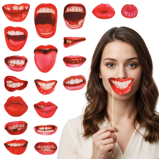 Classicseali 20PCS Photo Booth Props Funny, Fun Lips Mouth Photo Props, Handheld Fake Lips Photo Booth Props for Bachelorette, Graduation, Halloween, Birthday, Weddings, Y2K Party
