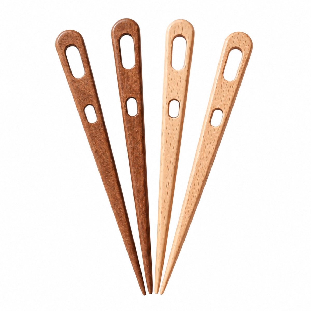 Elegaperma 4 Pcs Nalbinding Needle, Beech Two-Eyed Wooden Nalbinding Needle