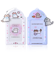 Photocard Holder Cute, 2Pcs Cute Photocard Holder Mosaic Animals Theme, with Cutes Cat Keychain Y2K Photocards Holders for Photos, Campus Cards, Bus Cards