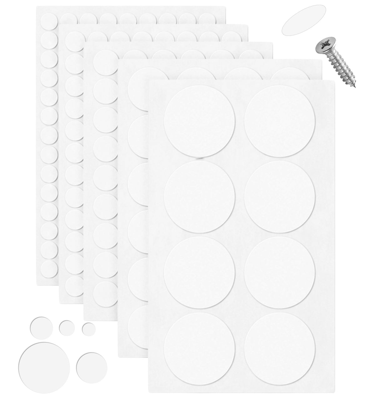 322 PCS White Screw Cover Stickers, Multi‑Size Screw Hole Covers