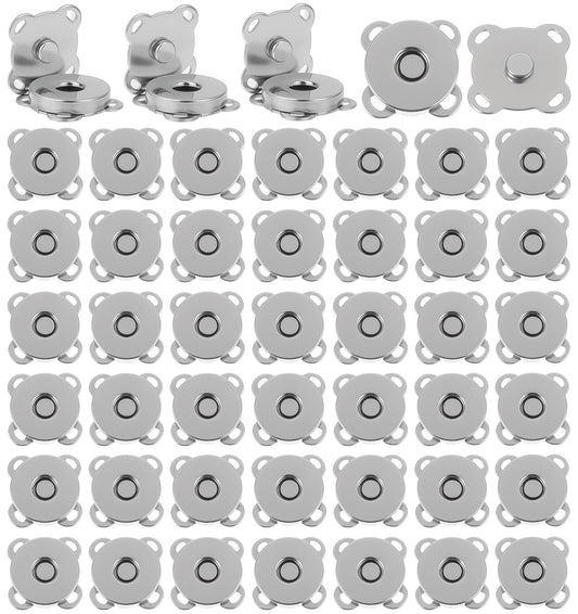 40 Pcs Magnetic Clasps for Bags, ValueBargain 14mm Silver Magnetic Buttons Plum Blossom Snap Fasteners for Sewing Crafts, Suitable for Bags Clothes and Leather Projects