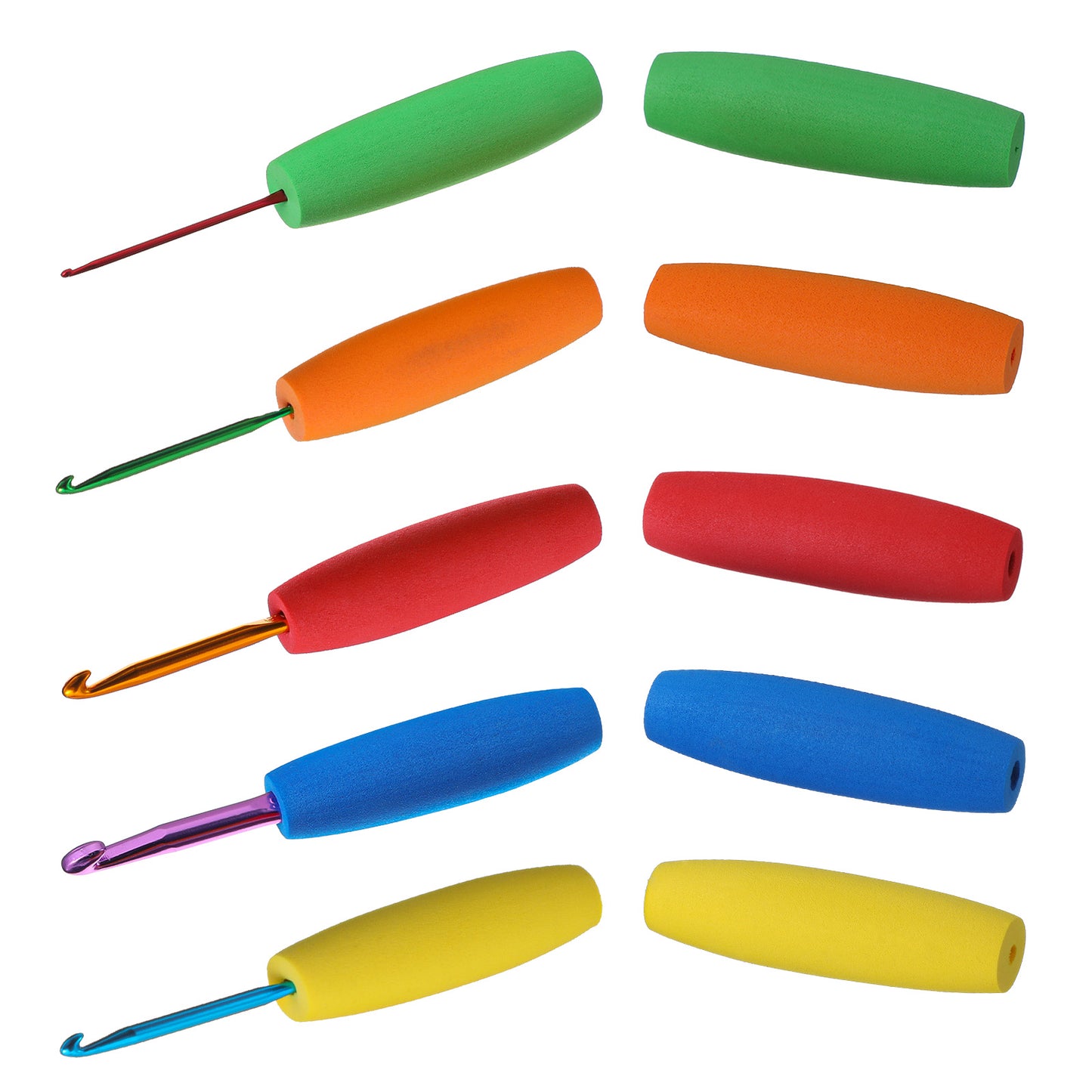 10 Pcs Ergonomic Crochet Hook Grips, Soft EVA Handles Arthritis Friendly Crochet Cushion for 2-10mm Hooks, Reduce Hand Fatigue, Comfortable Grip for Crocheting & Knitting