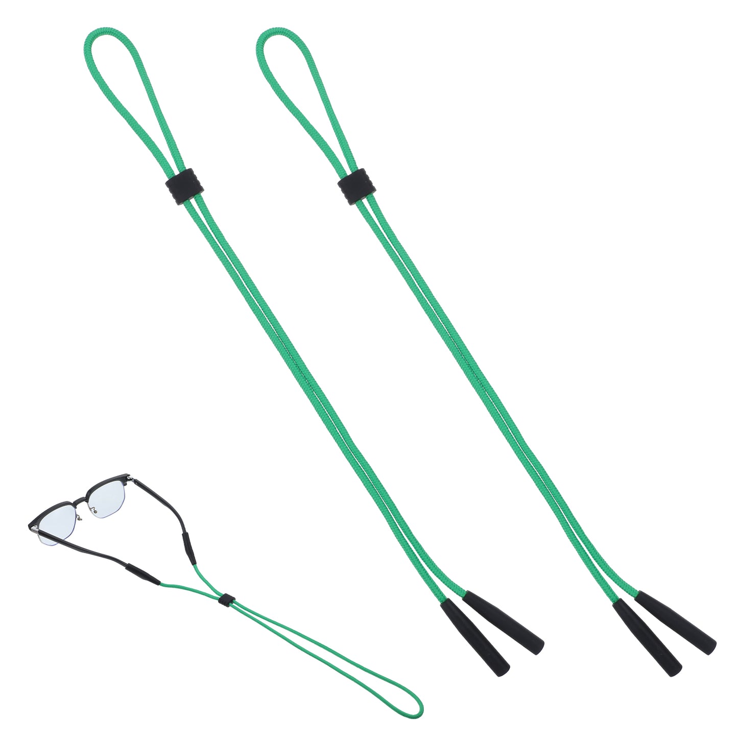 Elegaperma Sunglass Strap - 2pcs Glasses Straps for Sports, Adjustable Nylon Sunglasses Strap for Men & Women, Glasses Lanyard for Outdoor Activities,Green