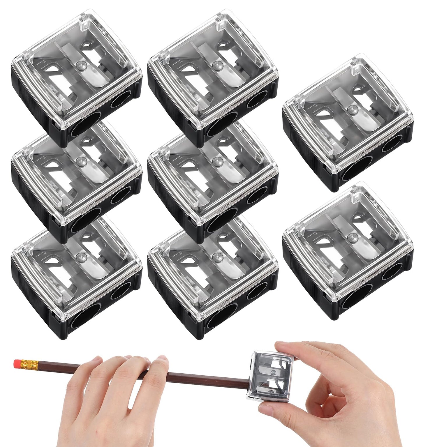Lip Pencil Sharpener, 8pcs Eyebrow Pencil Sharpener for Women, Manual Dual Barrel Cosmetic Sharpeners for Eyeliner and Lip Liner Precision Touch Up
