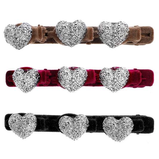 Sparkling Hair Clips, Versatile Double Layer Braided Hair Clip for Women Hair Clips Hummingbird with 3 Rhinestone Clips Braided for Styling and Abilation (Love Shape)