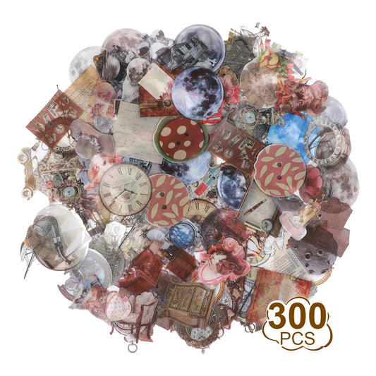 Oruola 300pcs Junk Journal Stickers,Vintage Stickers,Waterproof Journal Stickers,Self-Adhesive PVC Stickers for Scrapbooking Water Bottle Laptop Computer Phone Case Cup,Scrapbook Embellishments