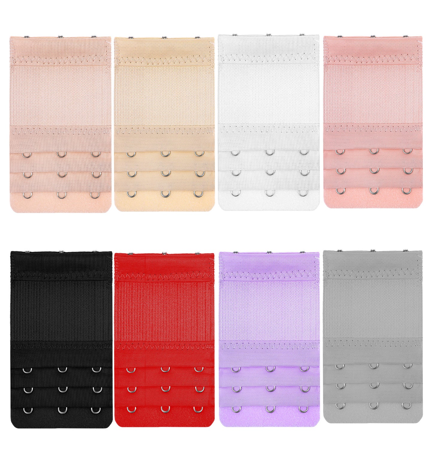 ValueBargain 8Pcs Colorful Bra Extenders 3 Hook, Adjustable Elastic Women’s Bra Extension Strap Comfort Fit for Maternity and Sports Use