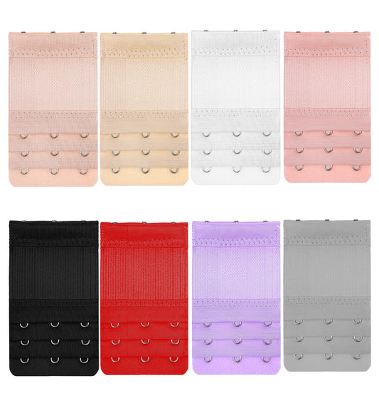 ValueBargain 8Pcs Colorful Bra Extenders 3 Hook, Adjustable Elastic Women’s Bra Extension Strap Comfort Fit for Maternity and Sports Use