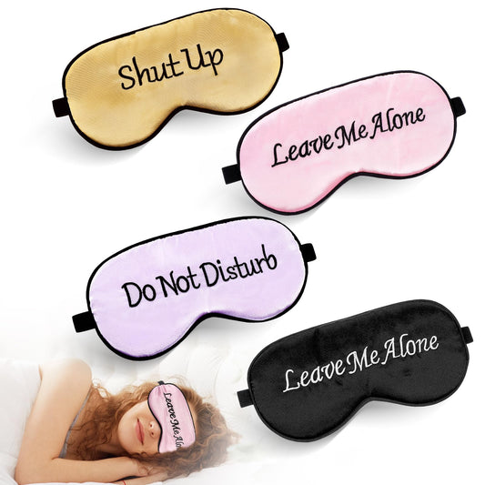 4-Piece Sleeping Eye Mask Silky Fun Soft Satin Sleep Shade Mask with Elastic Band Travel Pads for Men and Women