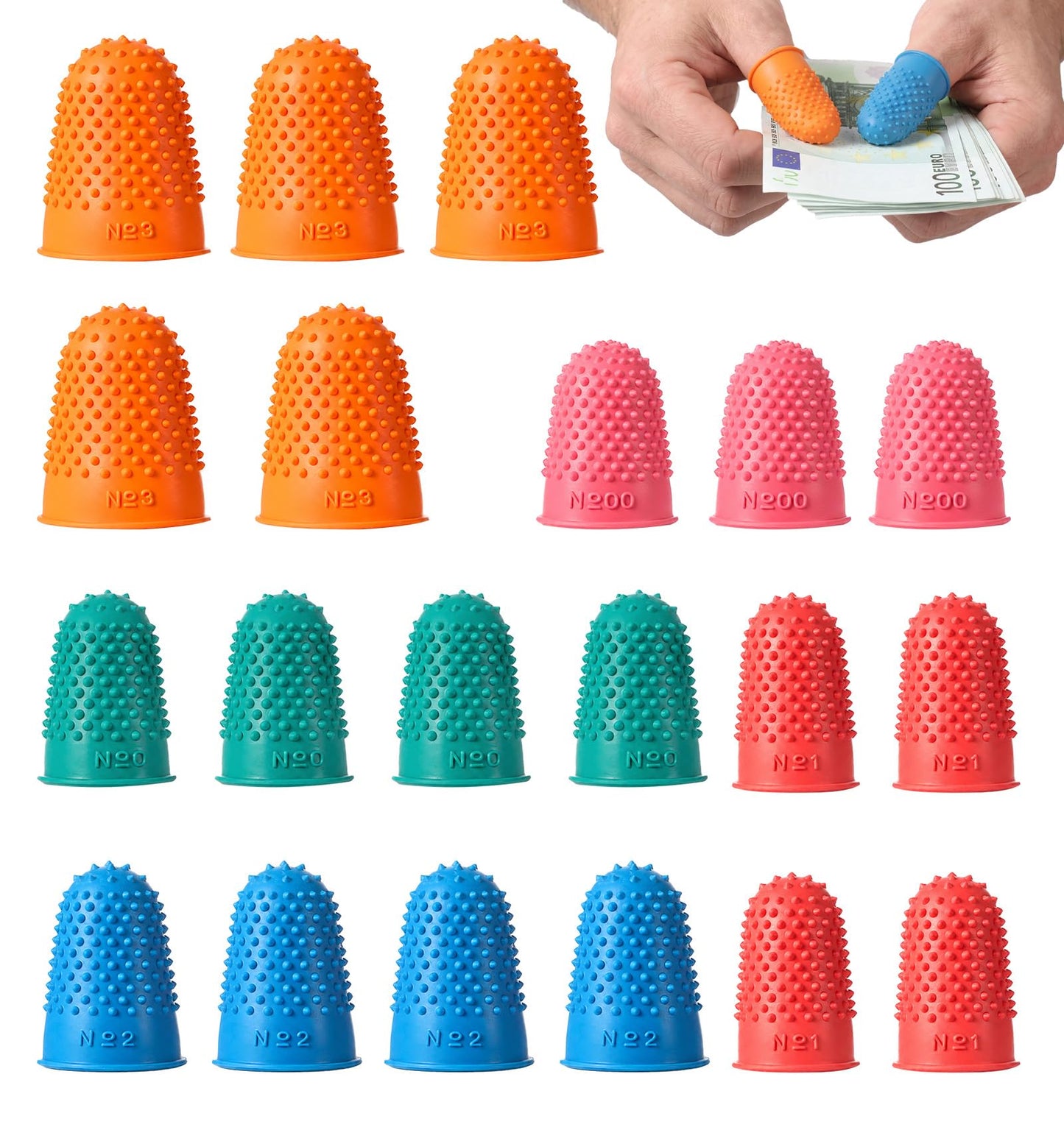 20Pcs Rubber Thimbles, Paper Fingers Tips for Sorting Paper Gripper Office