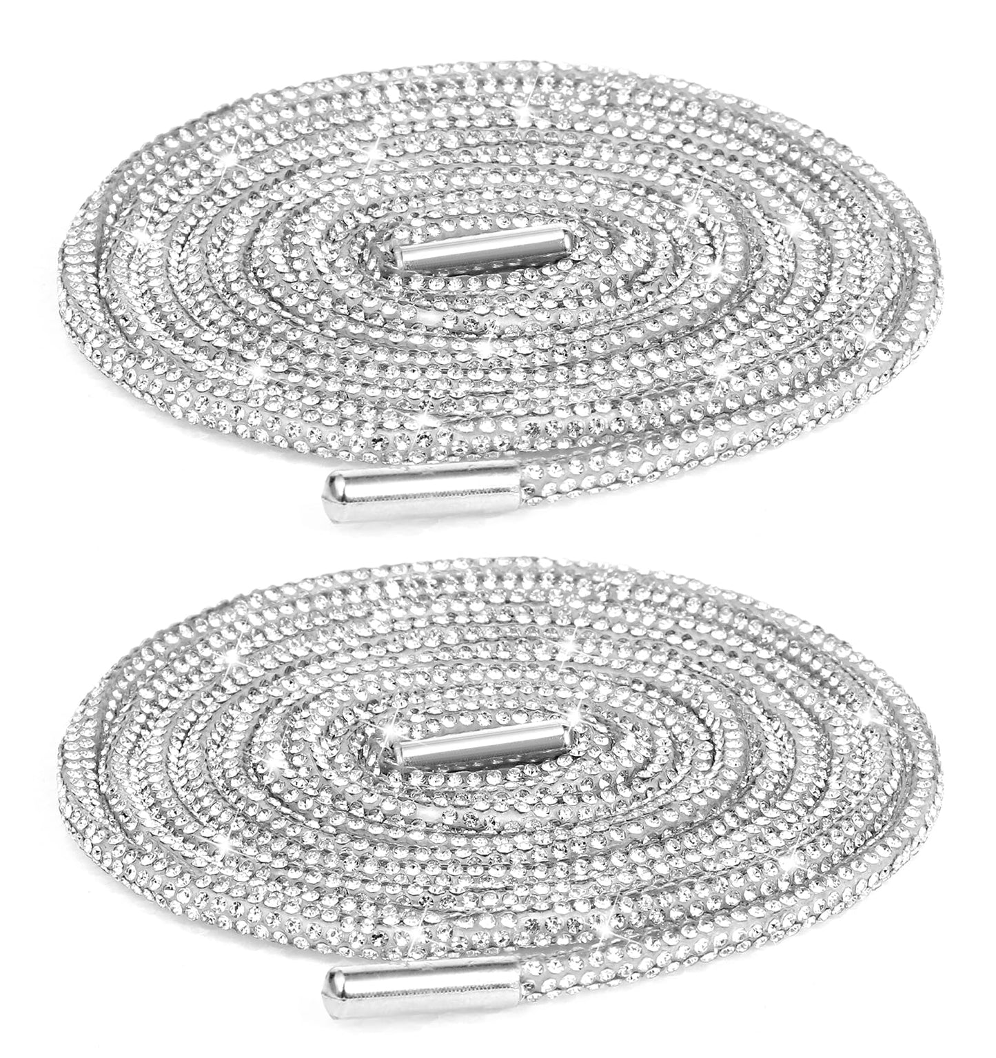 ValueBargain Glitter Shoe Laces, Bling Shoe Laces for Sneakers, 2Pcs Rhinestone Drawstring Replacement Cords for Shoelaces