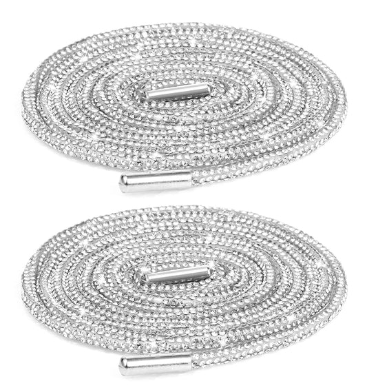ValueBargain Glitter Shoe Laces, Bling Shoe Laces for Sneakers, 2Pcs Rhinestone Drawstring Replacement Cords for Shoelaces