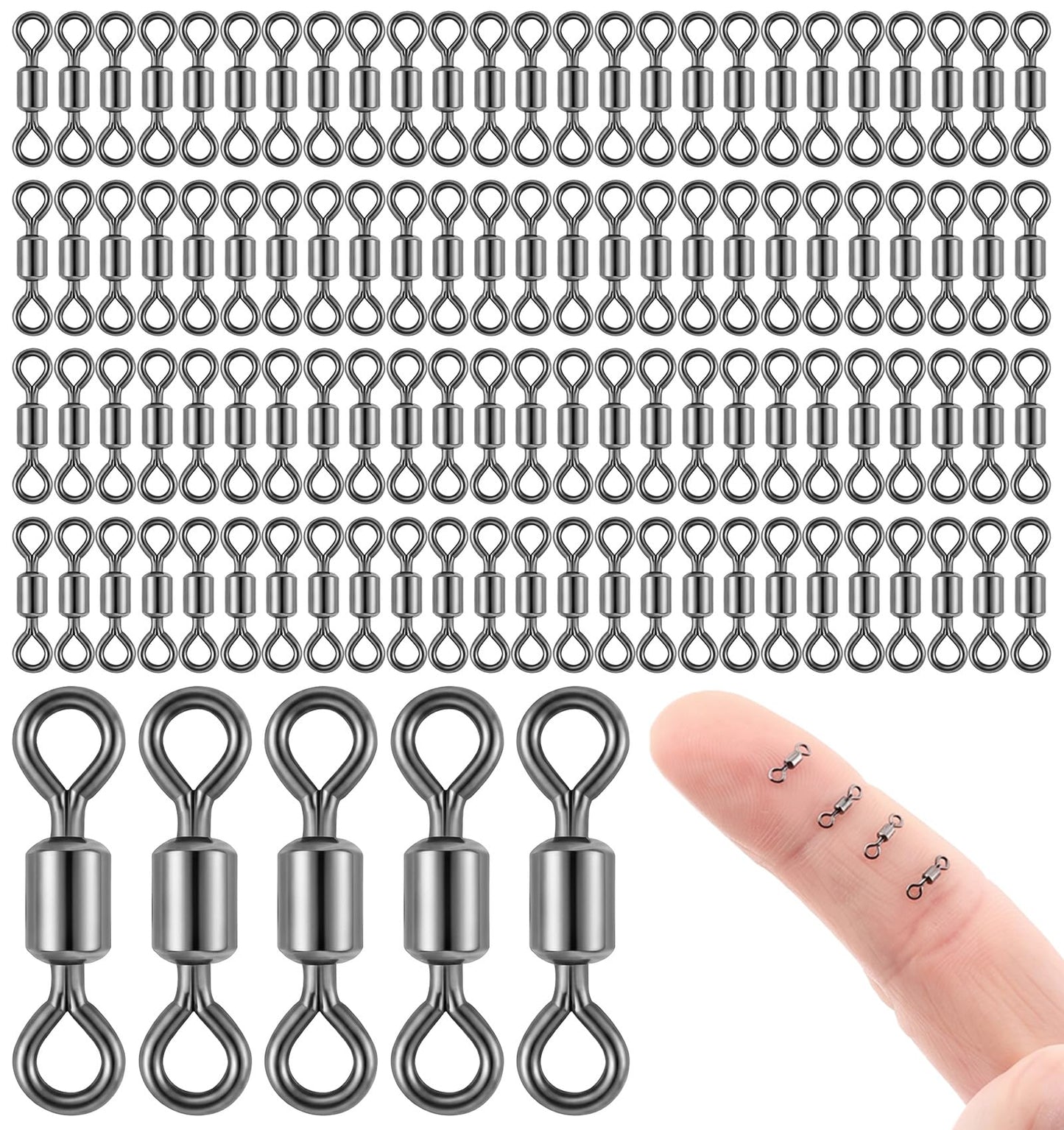 100 Pcs Fishing Swivels, Small Rolling Barrel Swivels Fishing Tackle