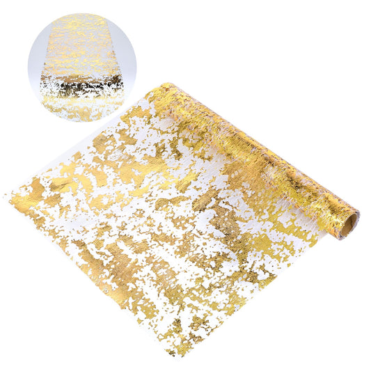 Oruola Gold Runner for Table,11 x 108.26 In Gold Table Runners,Metallic Thin Mesh Sequin Table Runner for Event Party Birthday Party Weddings Christmas New Year Table Decor