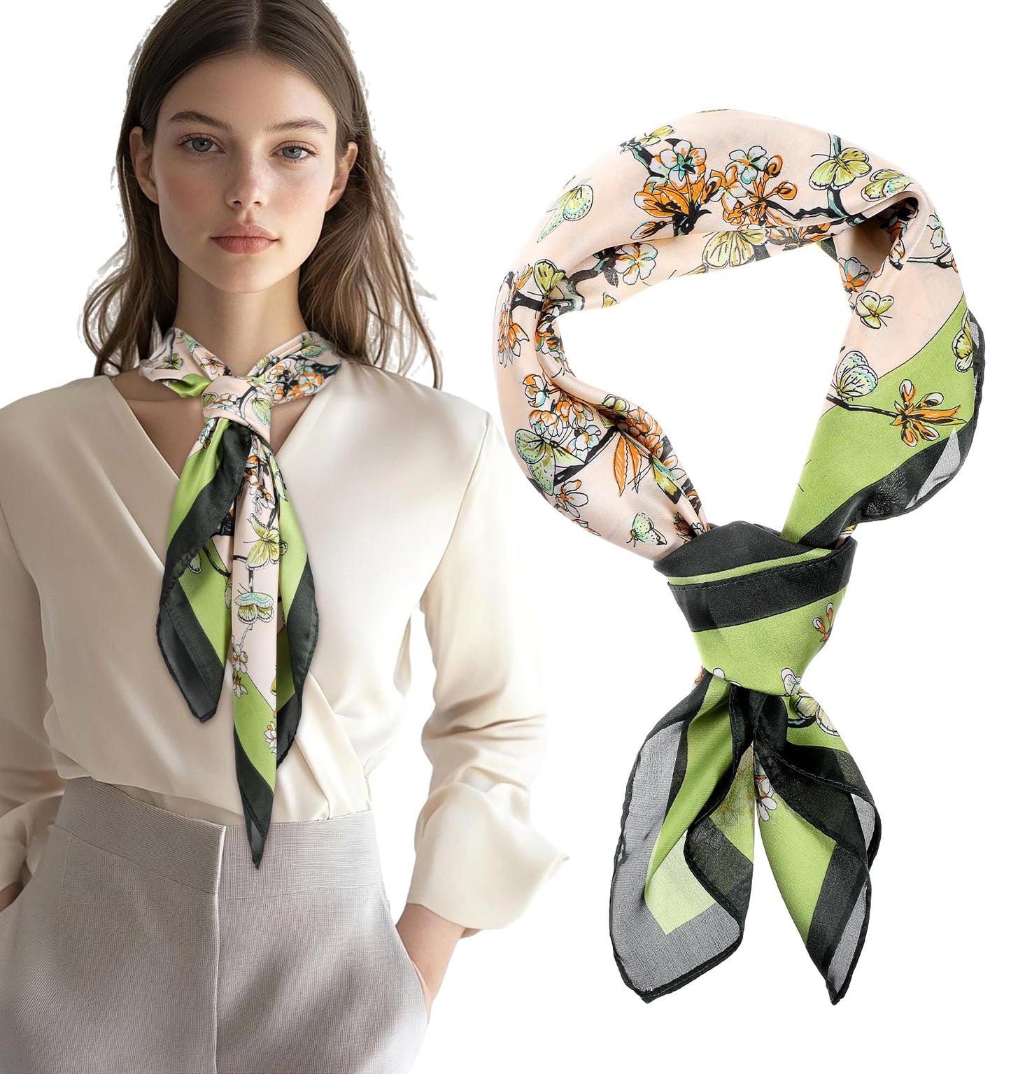 Heasy Women's satin scarf 27.5 x 27.5 inches square elegant silk head scarf